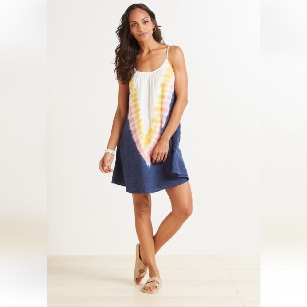 Evereve Roan + Ryan Izzy tie dye cotton gauze cami swim coverup dress size S